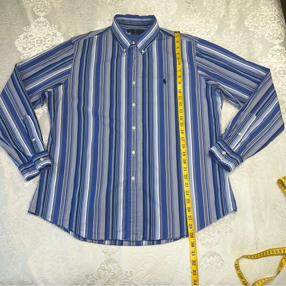 Polo Ralph Lauren Custom Fit Vertical Stripe Blue & White Button Down Size XL - Picture 5 of 7